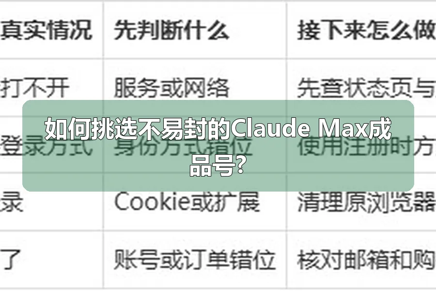 如何挑选不易封的Claude Max成品号?